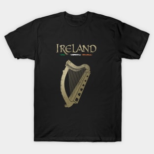 Ireland flag and harp with clovers T-Shirt